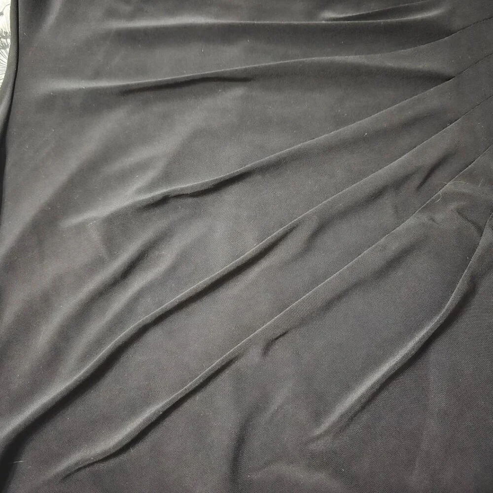 10 Lauren Ralph Lauren Black Rushed Faux Wrap Lined Cap Sleeve Dress